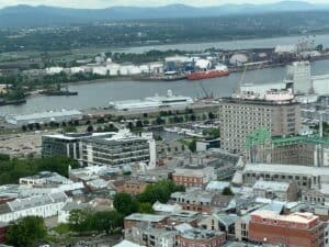 Cruise ship terminal taking from the Hilton Quebec City Executive Lounge on the top floor.