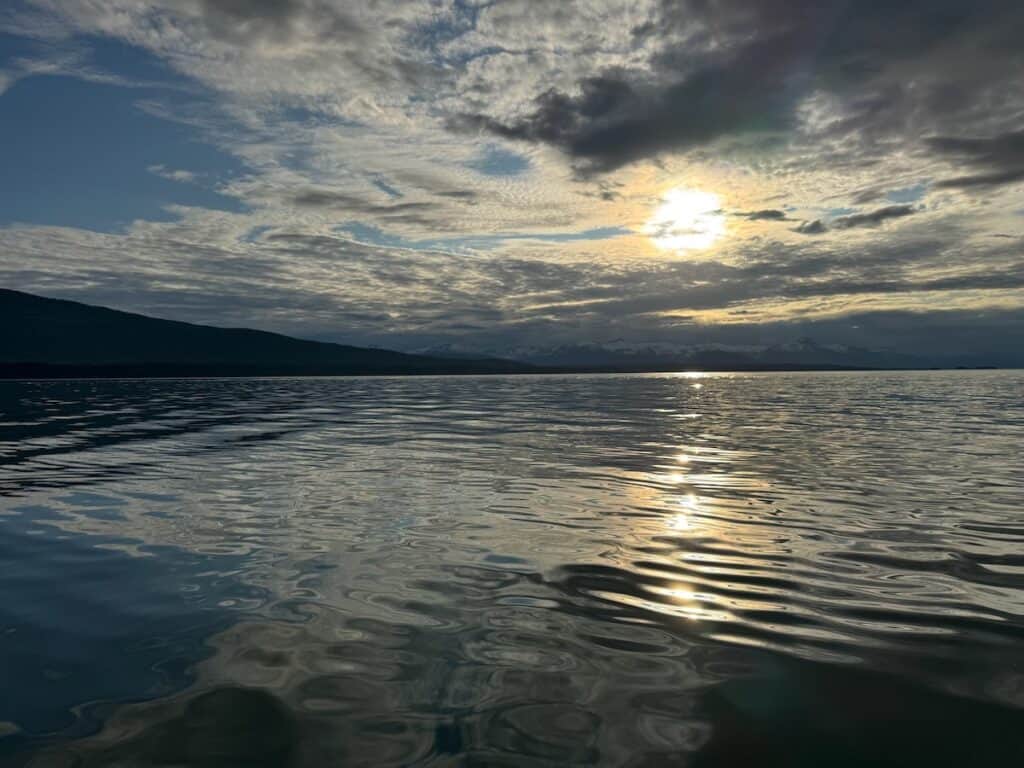 Sunset during a whale watching tour in Juneau