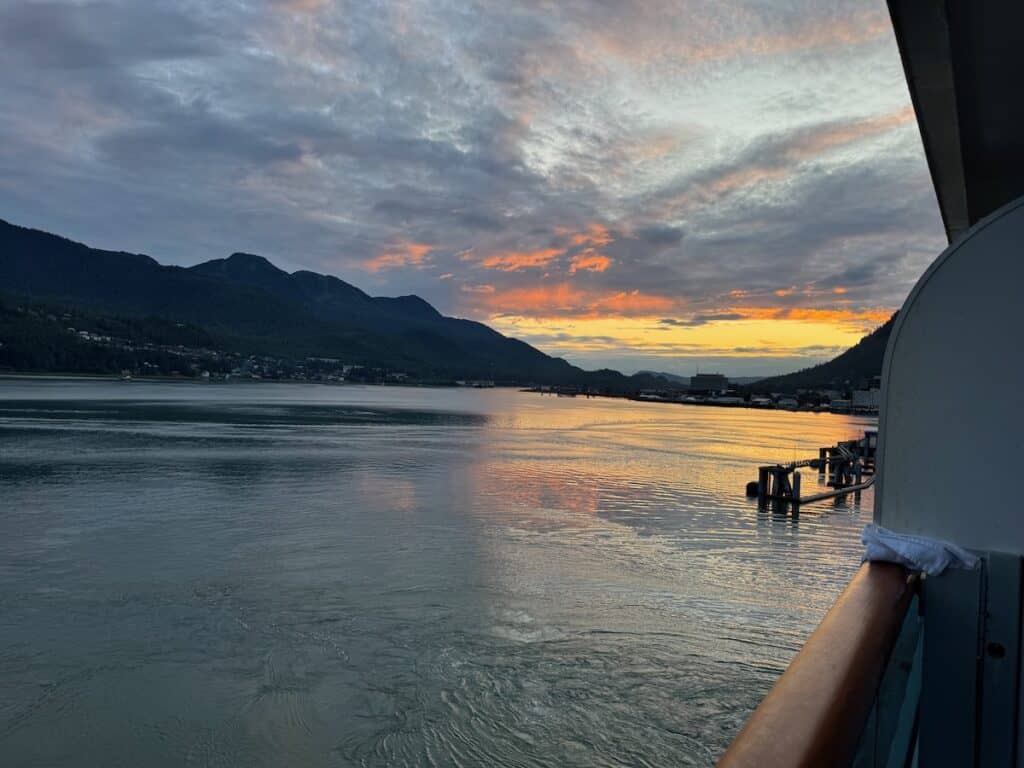 Sunset from the ship in Juneau