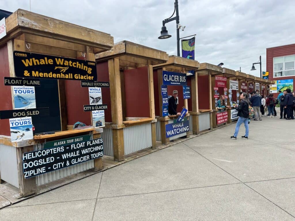 Tour booths located in the port of Juneau AK