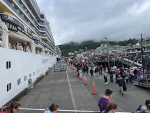 Dock along the cruise ships at the cruise terminal in Ketchikan