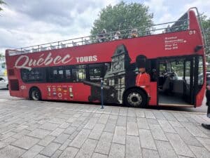 Red Quebec City Hop on hop off double decker bus
