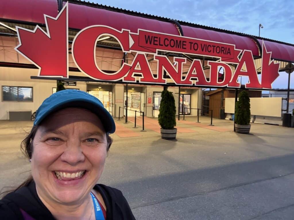 Me in front of the cruise ship terminal in Victoria Canada