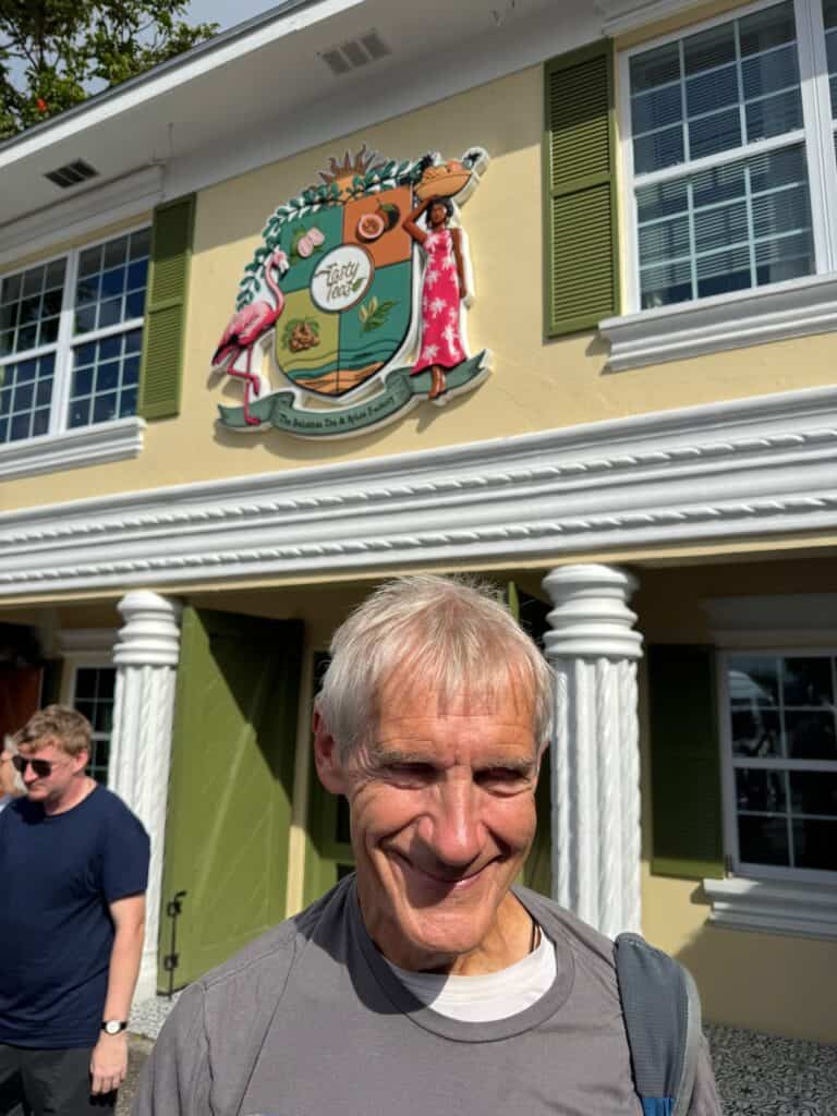 My husband in front of the Tea place in Nassau