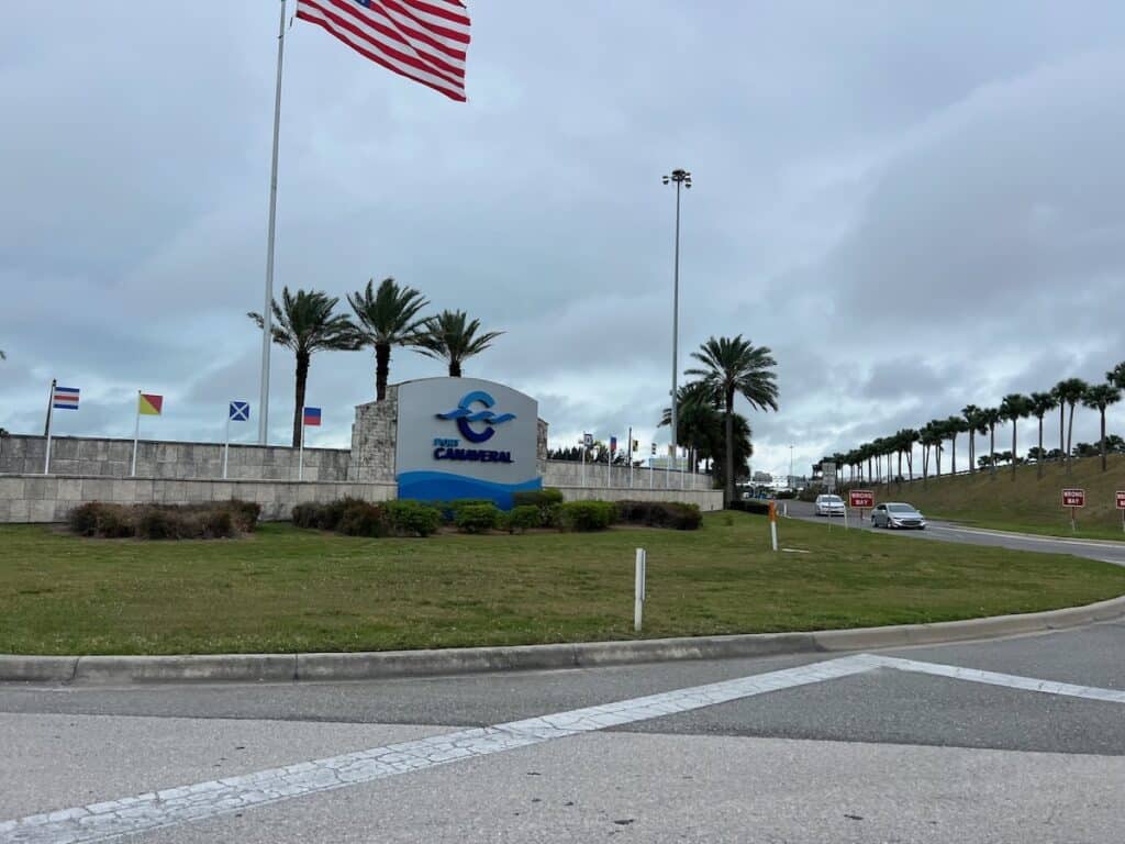 Port Canaveral sign as you enter the port area