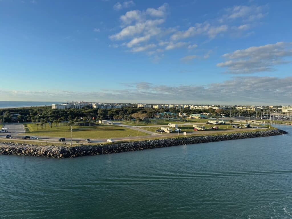 Jetty Park as seen from a Cruise Ship leaving Port Canaveral