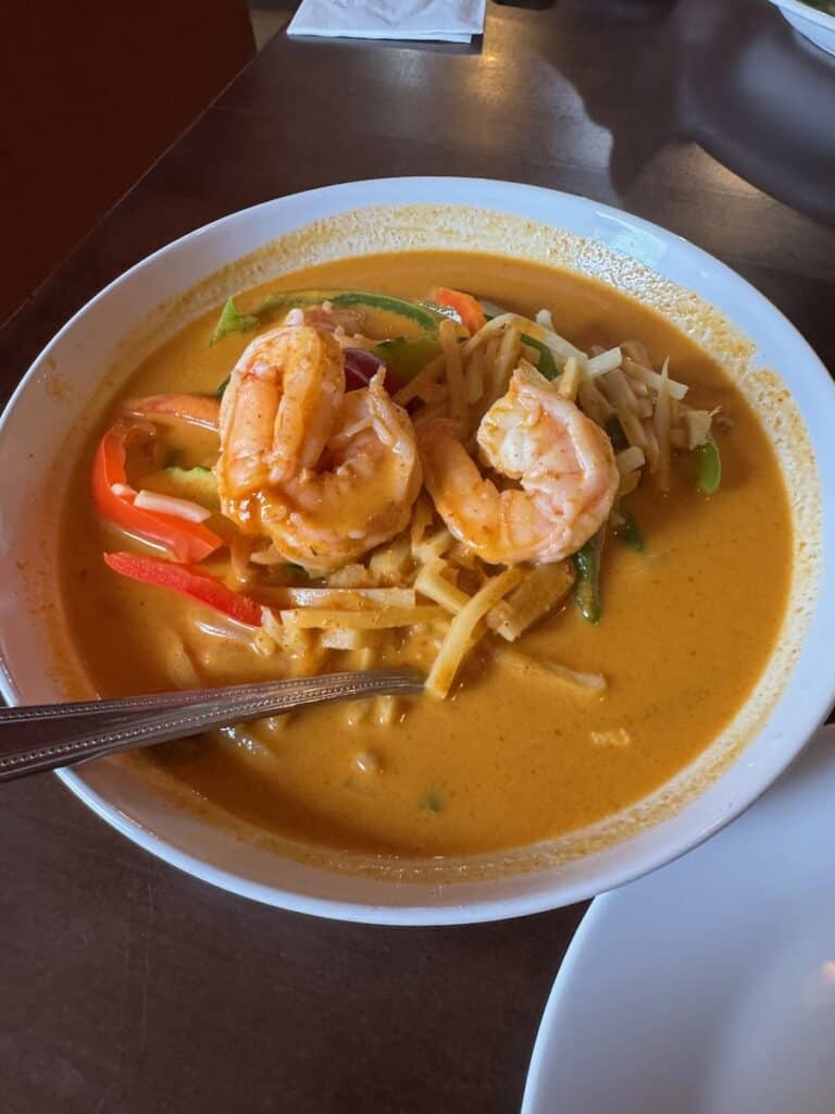 Red Curry with Shrimp at Turmeric Thai San Diego