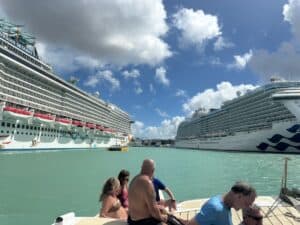 Ships in Antigua port Norweign Getaway and Enchanted Princess