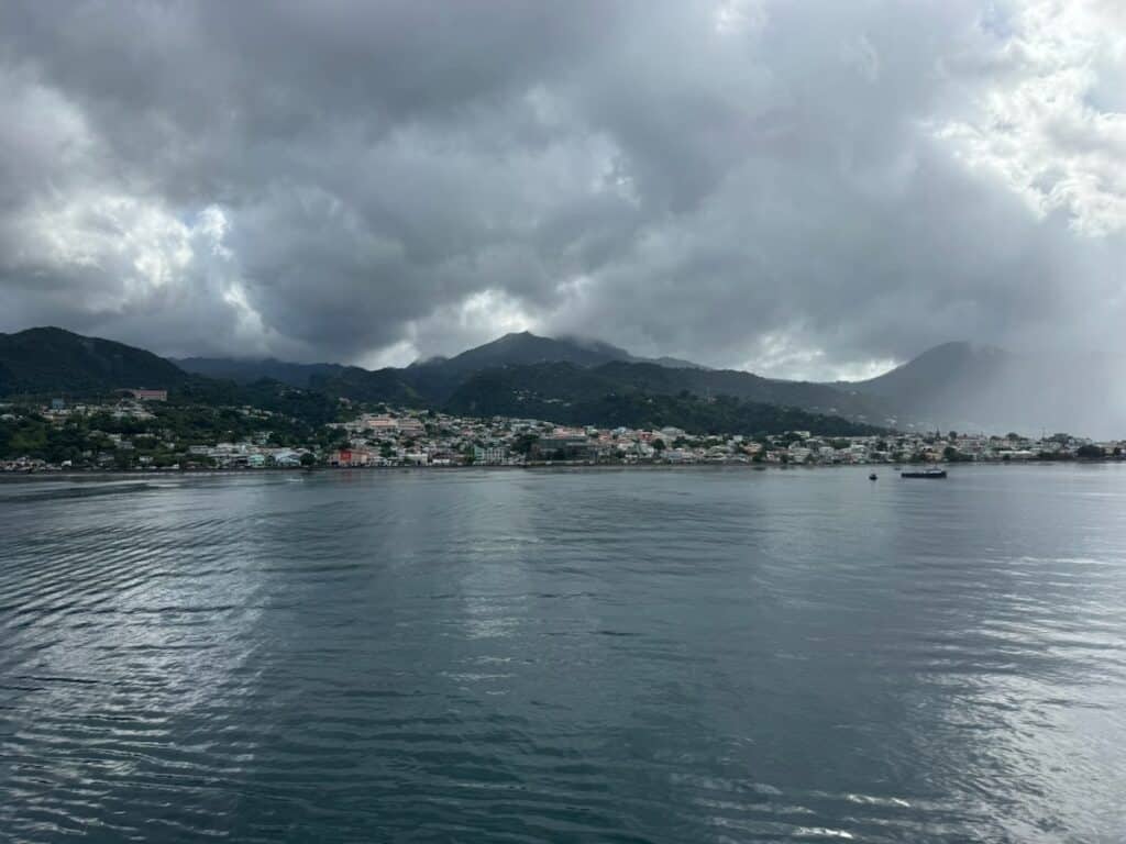 Roseau from the cruise ship coming into the Dominica cruise dock