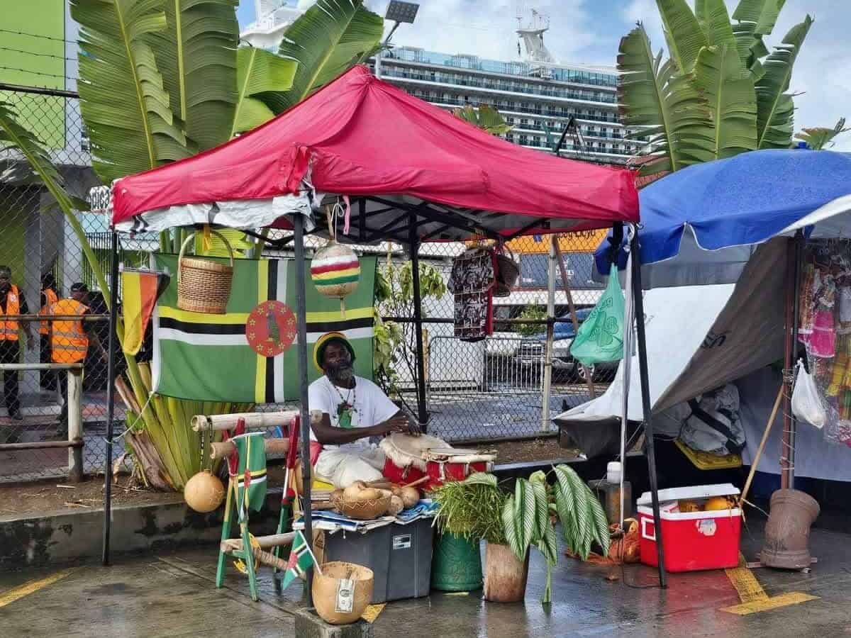 One of the venders setup at the Dominica Cruise Port