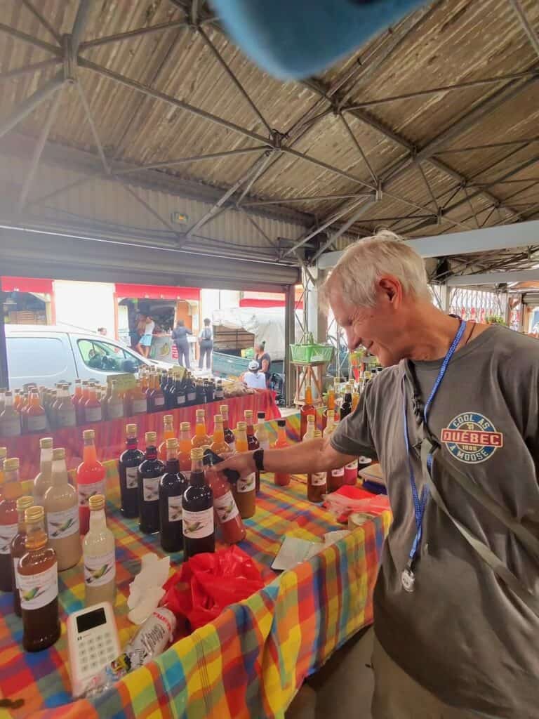 My husband at the Grand Market in Martinique