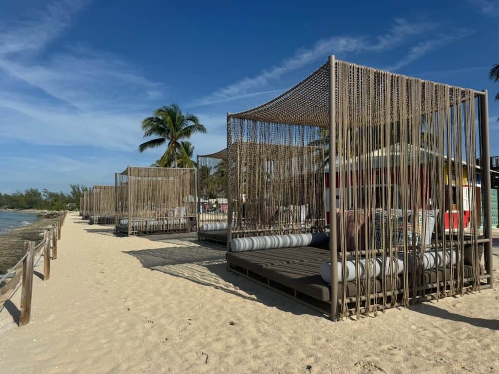 Cabanas available on Princess Cay beaches