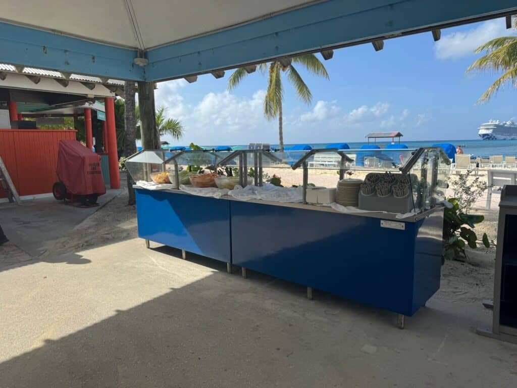 Fruit and utenils at the south grill on Princess Cay