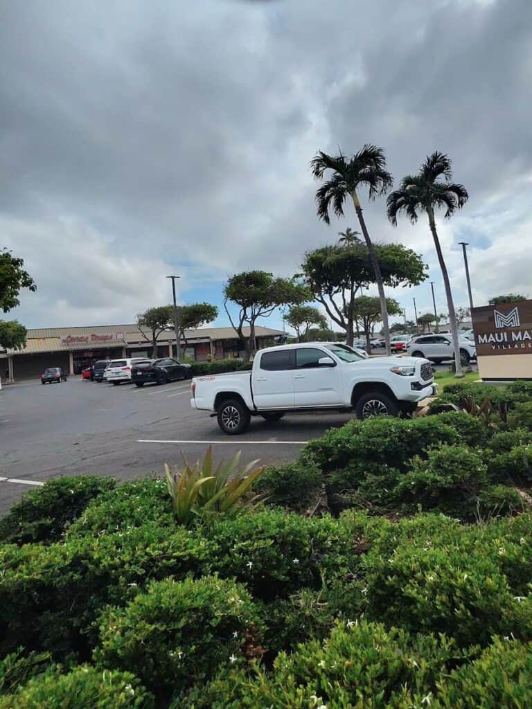 Maui Mall Village where Longs Drugs and Whole Foods is located across from the Maui Cruise Port