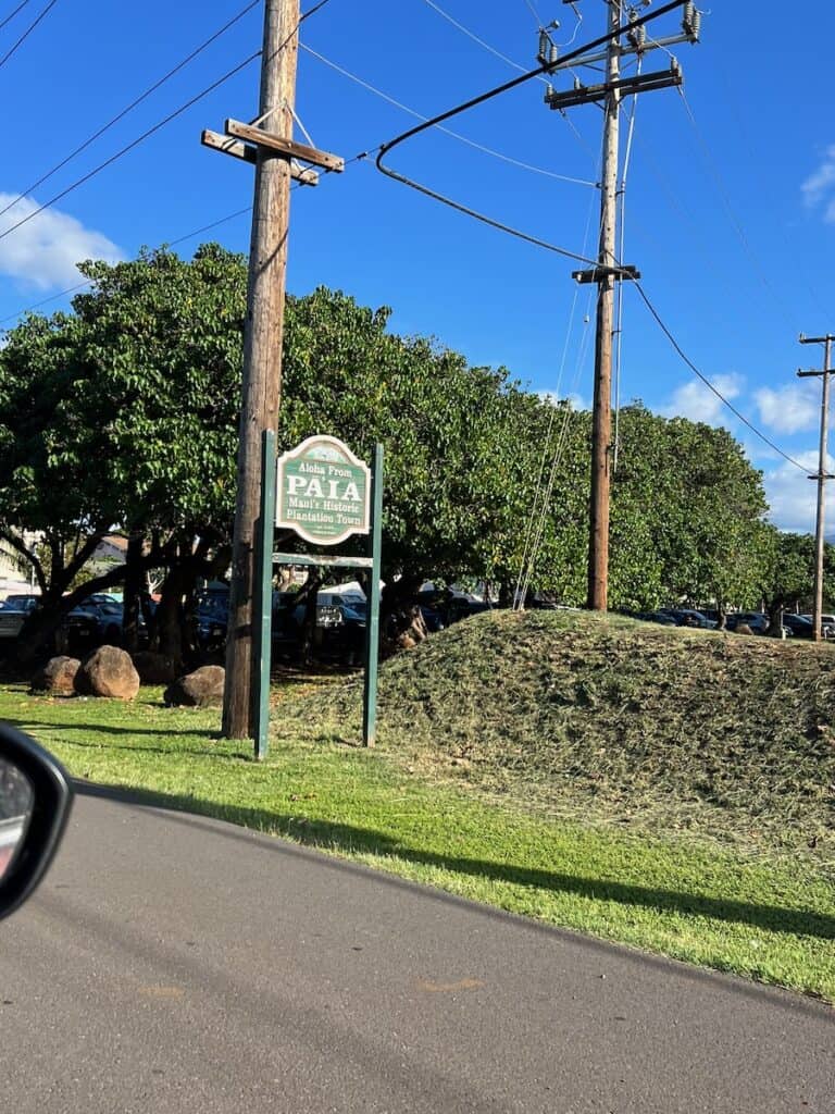 Paia town sign on Maui