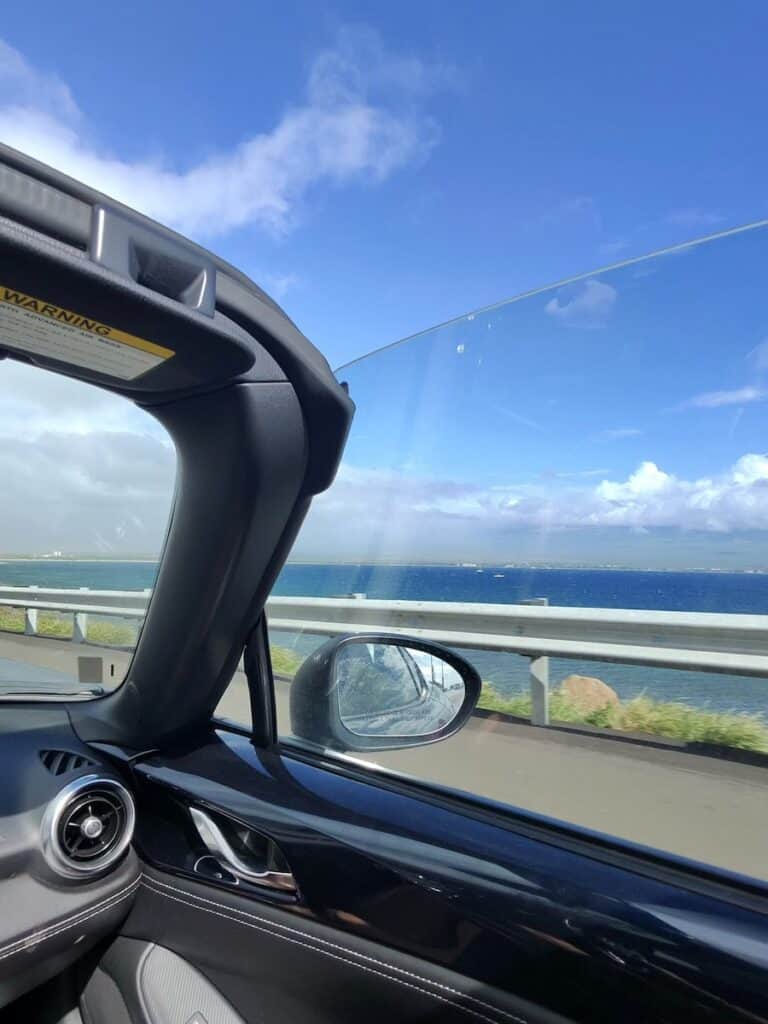 Enterprise Rental Car on Maui. Car is a Convertible Mazda Miata