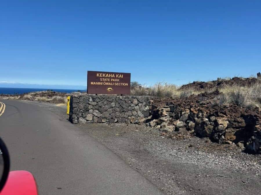 Entrance sign to Kekana Kai Stat Park on the Big Island