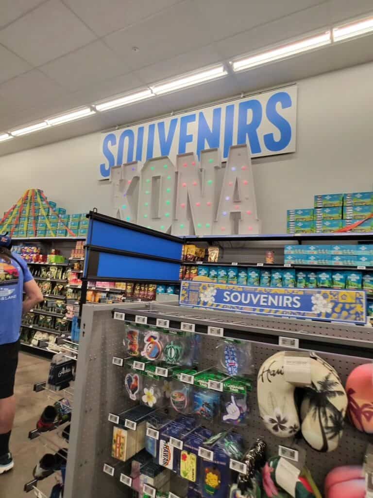 Souvenirs sign at Walmart in Kona