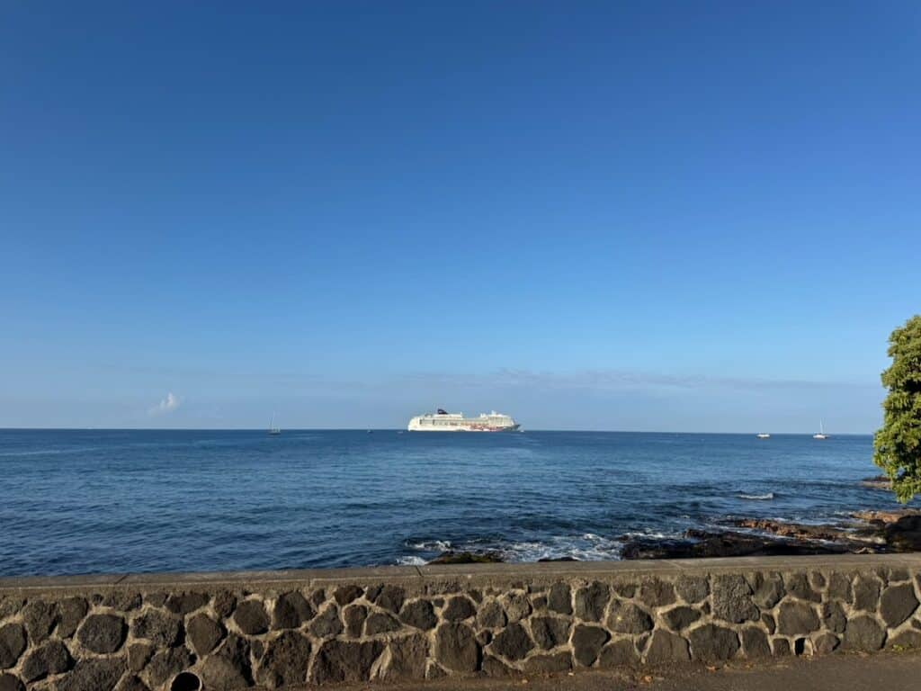 NCL Pride of America from the shore on Kona