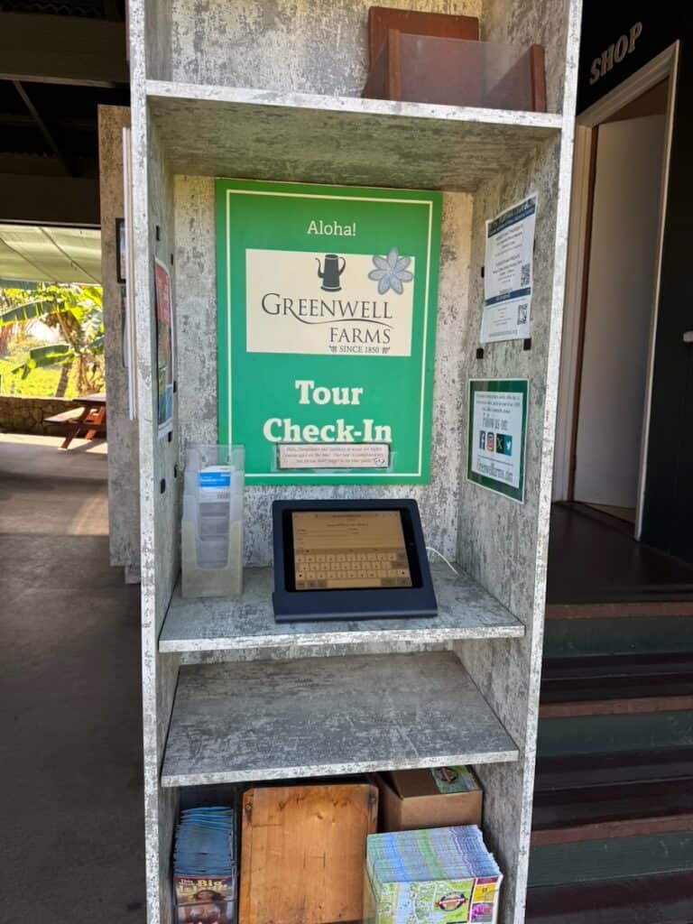 Check in for Greenwell Farms Coffee Tours on the Big Island