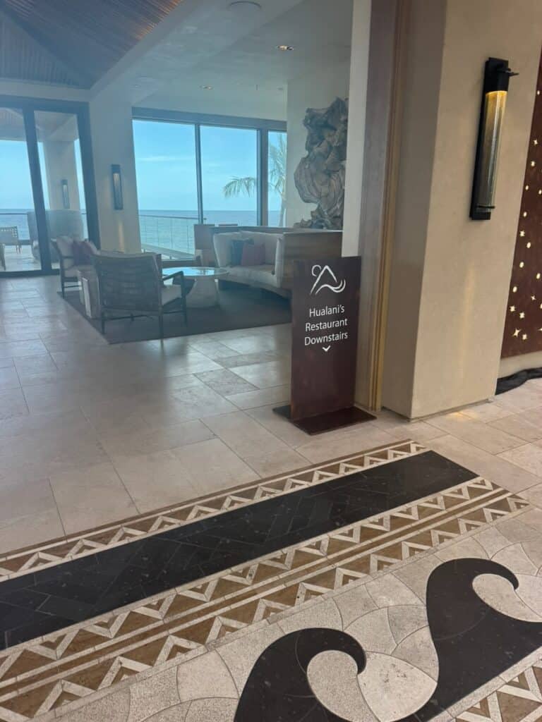 Sign for Hualani's when you walk in the door