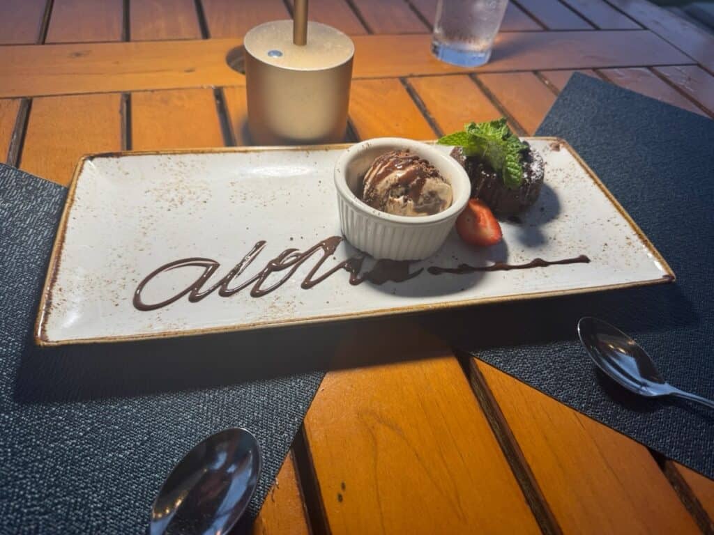 Our desert chocolate cake at Hualani