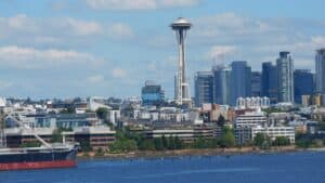 Space Needle in the skyline of Seattle, WA