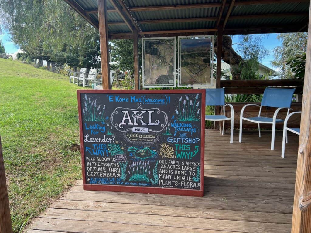 Sign at Ali'i Kula Lavender Farm