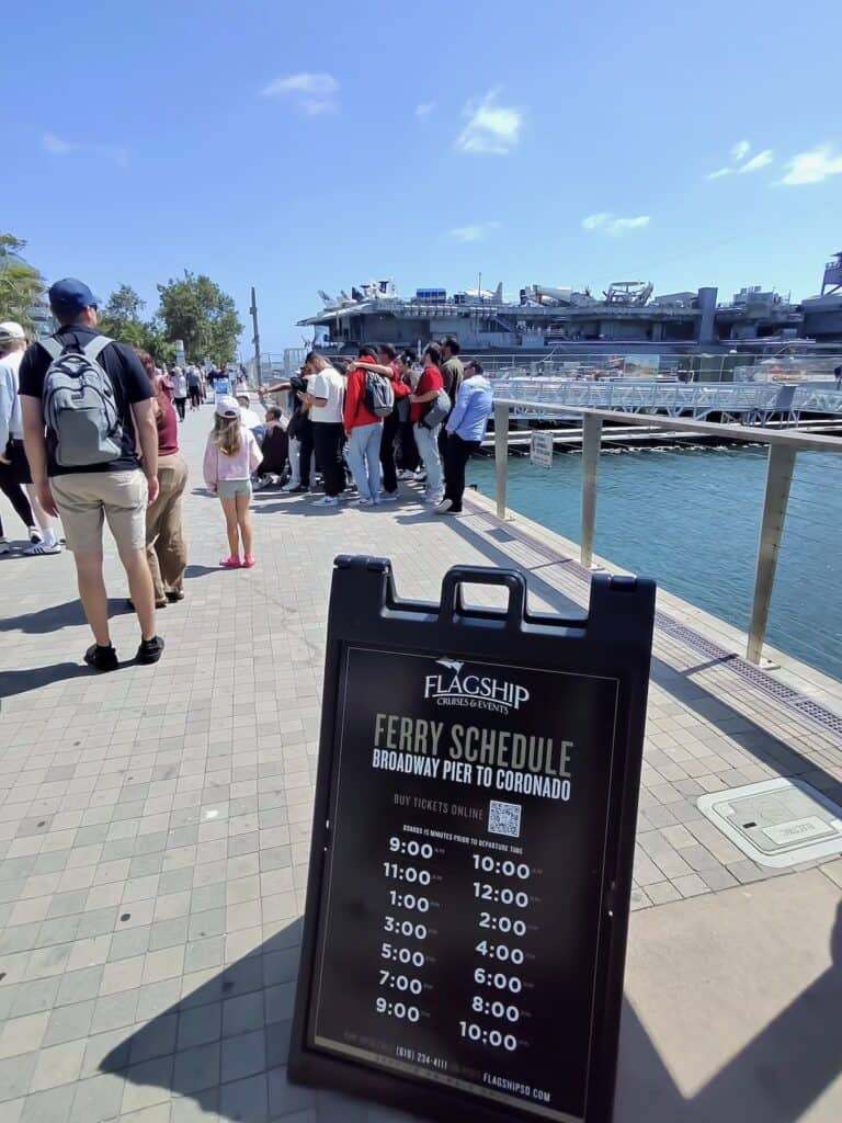 Schedule for the Broadway Pier to Coronado