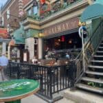Outside seating at the Galway Pub in Quebec City
