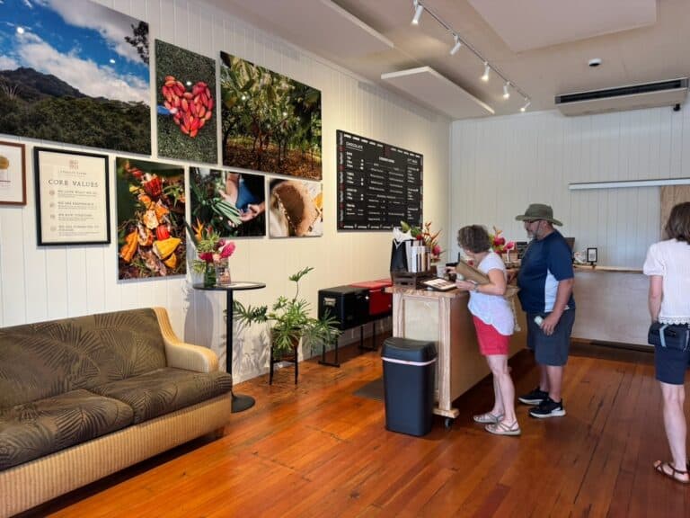 Sales counter at the Lydgate farms chocolate tasting room