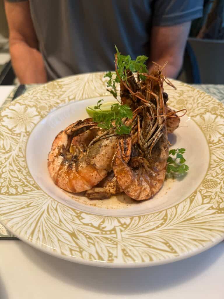 Grilled Prawns at the Anis Restaurant